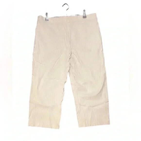 ESCADA cream pinstripe day 2 nite stylish trendy straight leg  cropped pants 36 - Picture 2 of 4